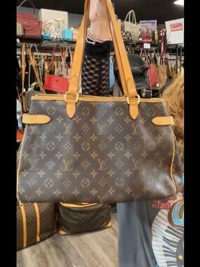 Louis Vuitton Monogram Canvas Shoulder Bag in Brown and Tan